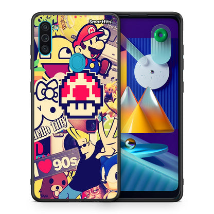 Θήκη Samsung A11/M11 Love The 90s από τη Smartfits με σχέδιο στο πίσω μέρος και μαύρο περίβλημα | Samsung A11/M11 Love The 90s case with colorful back and black bezels