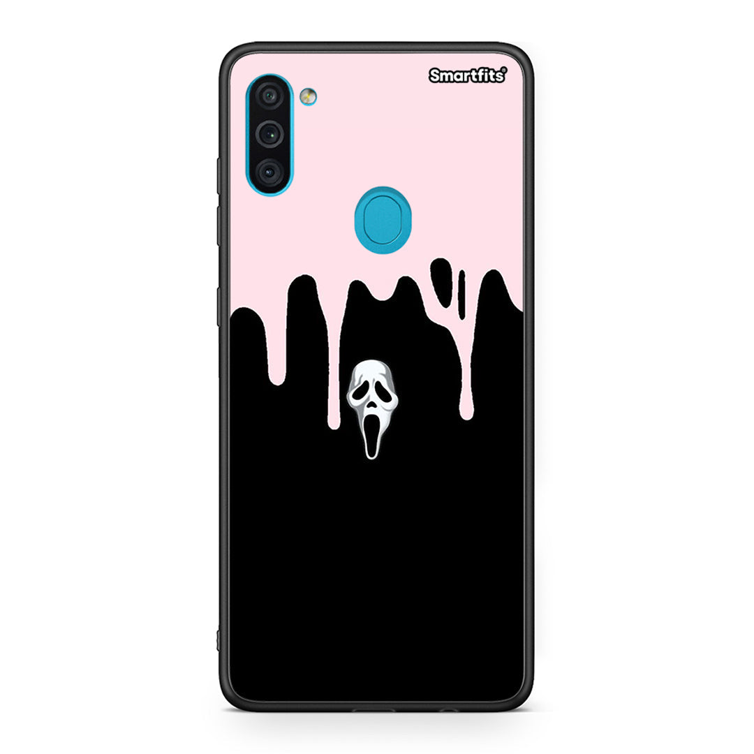 Samsung A11 / M11 Melting Halloween Mask Θήκη από τη Smartfits με σχέδιο στο πίσω μέρος και μαύρο περίβλημα | Smartphone case with colorful back and black bezels by Smartfits