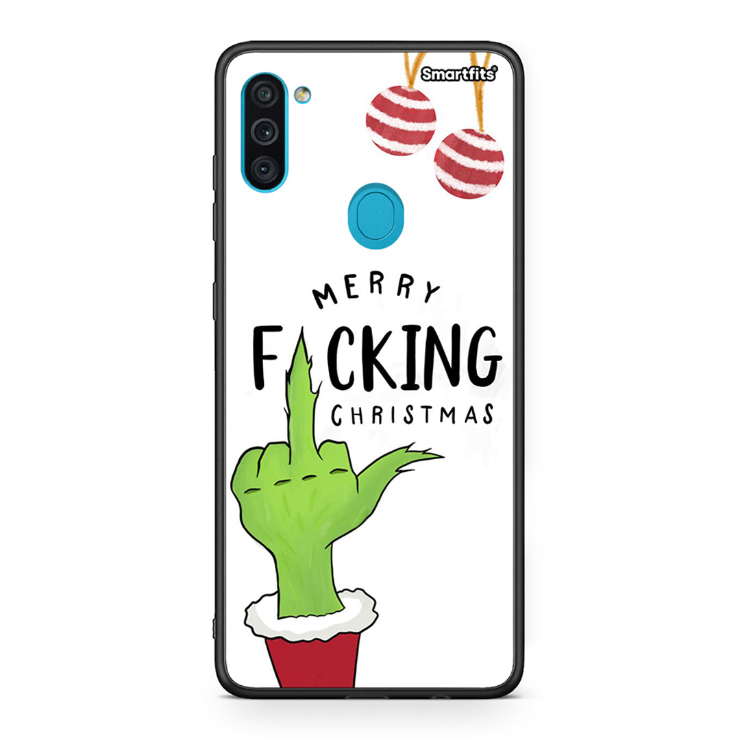 Samsung A11/M11 Merry F Xmas θήκη από τη Smartfits με σχέδιο στο πίσω μέρος και μαύρο περίβλημα | Smartphone case with colorful back and black bezels by Smartfits