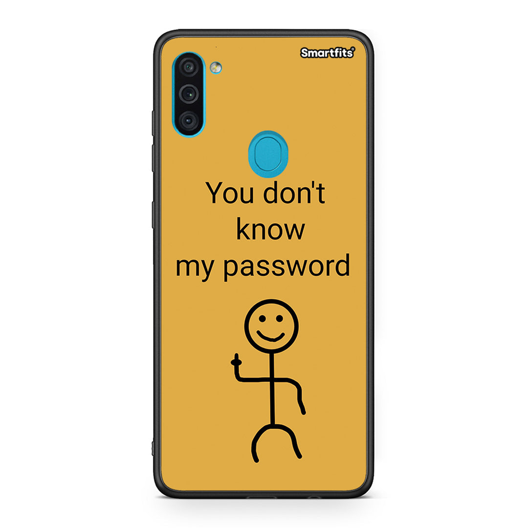 Samsung A11 / M11 My Password Θήκη από τη Smartfits με σχέδιο στο πίσω μέρος και μαύρο περίβλημα | Smartphone case with colorful back and black bezels by Smartfits