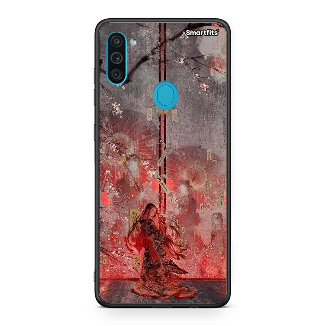 Samsung A11/M11 Nezuko Kamado θήκη από τη Smartfits με σχέδιο στο πίσω μέρος και μαύρο περίβλημα | Smartphone case with colorful back and black bezels by Smartfits