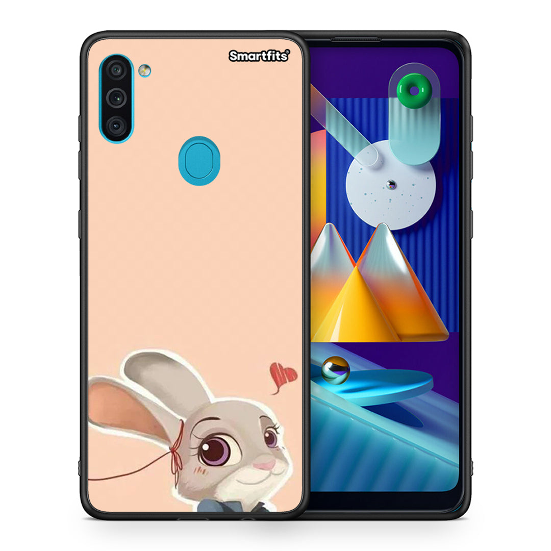 Θήκη Samsung A11/M11 Nick Wilde And Judy Hopps Love 2 από τη Smartfits με σχέδιο στο πίσω μέρος και μαύρο περίβλημα | Samsung A11/M11 Nick Wilde And Judy Hopps Love 2 case with colorful back and black bezels
