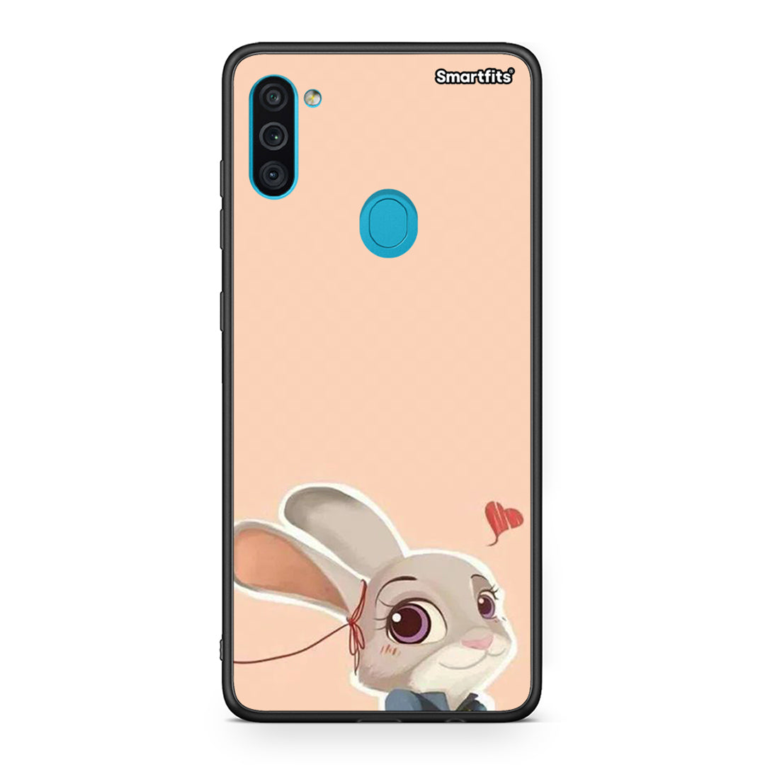 Samsung A11/M11 Nick Wilde And Judy Hopps Love 2 θήκη από τη Smartfits με σχέδιο στο πίσω μέρος και μαύρο περίβλημα | Smartphone case with colorful back and black bezels by Smartfits