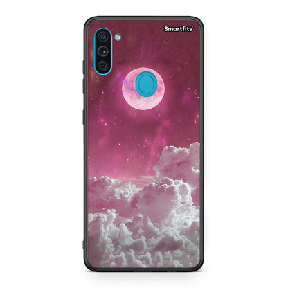 Samsung A11 / M11 Pink Moon Θήκη από τη Smartfits με σχέδιο στο πίσω μέρος και μαύρο περίβλημα | Smartphone case with colorful back and black bezels by Smartfits