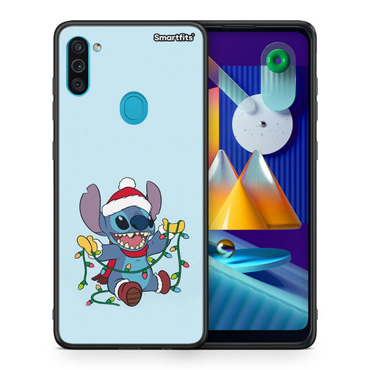 Θήκη Samsung A11/M11 Santa Stich από τη Smartfits με σχέδιο στο πίσω μέρος και μαύρο περίβλημα | Samsung A11/M11 Santa Stich case with colorful back and black bezels