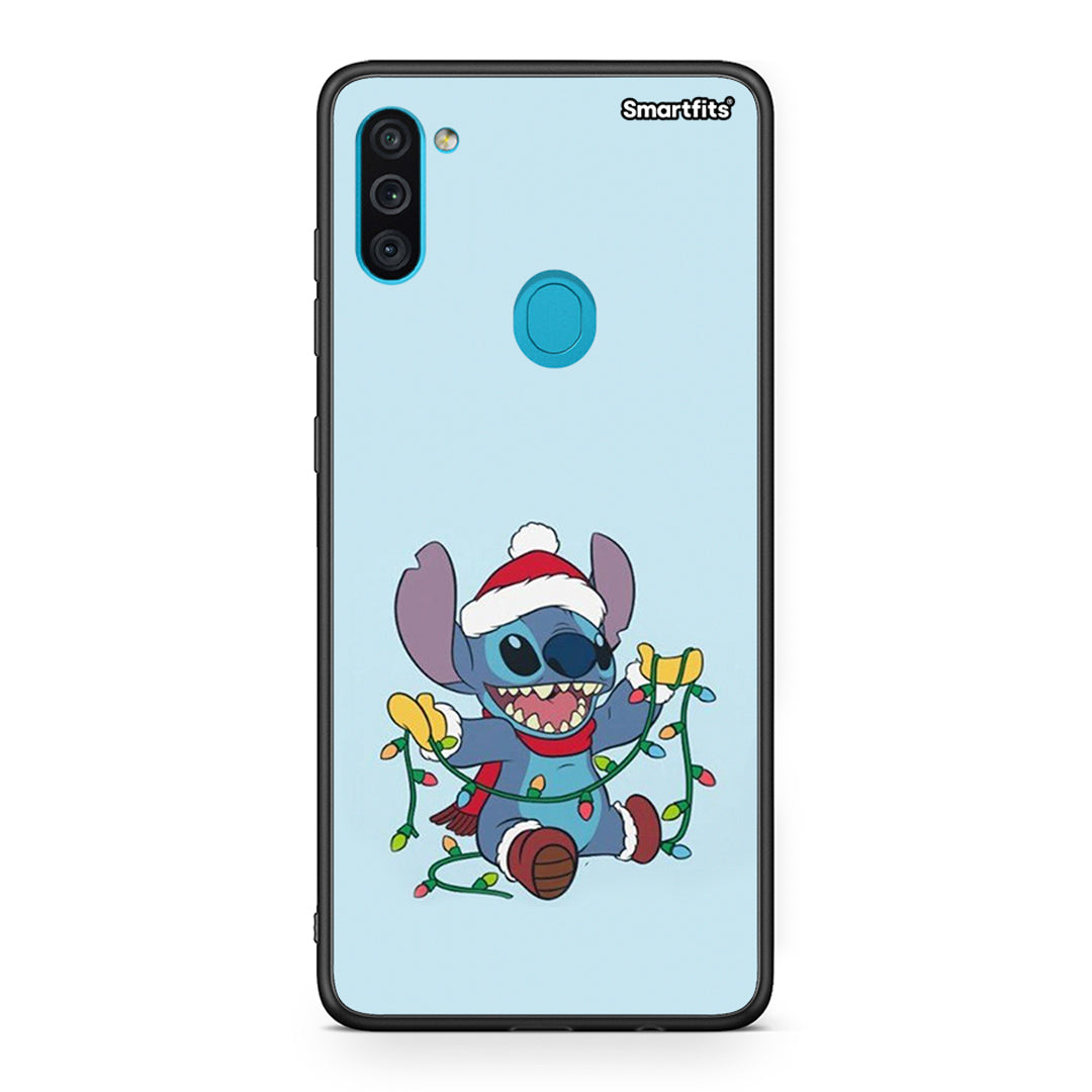 Samsung A11/M11 Santa Stich θήκη από τη Smartfits με σχέδιο στο πίσω μέρος και μαύρο περίβλημα | Smartphone case with colorful back and black bezels by Smartfits