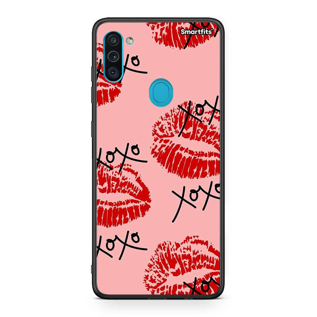 Samsung A11/M11 XOXO Lips θήκη από τη Smartfits με σχέδιο στο πίσω μέρος και μαύρο περίβλημα | Smartphone case with colorful back and black bezels by Smartfits