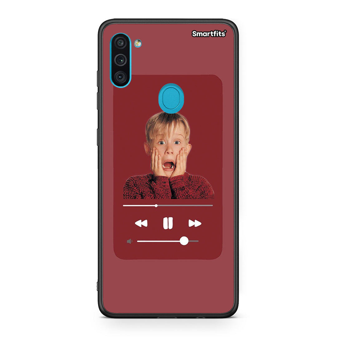 Samsung A11/M11 Xmas Alone Music θήκη από τη Smartfits με σχέδιο στο πίσω μέρος και μαύρο περίβλημα | Smartphone case with colorful back and black bezels by Smartfits