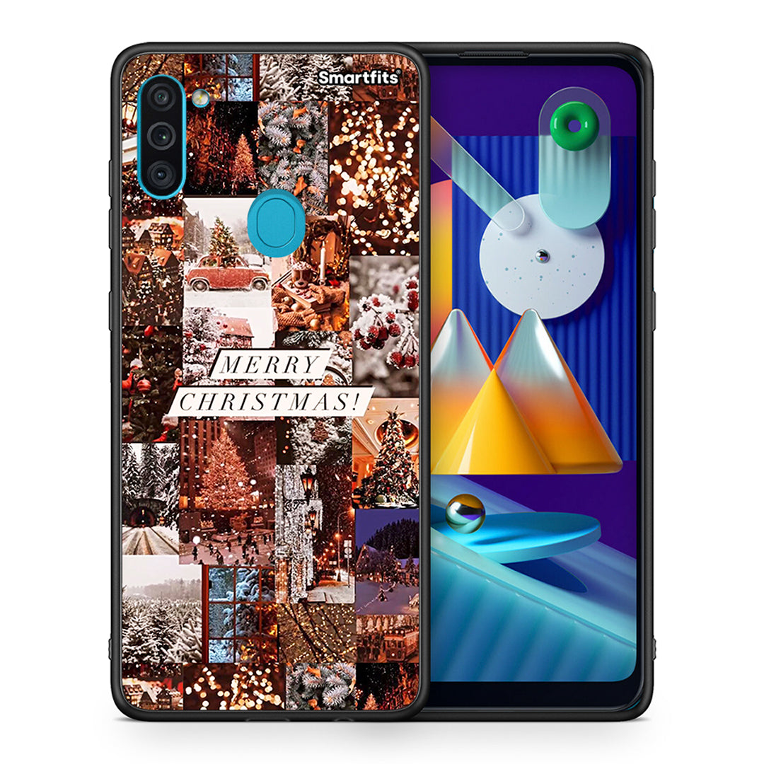 Θήκη Samsung A11/M11 Xmas Collage από τη Smartfits με σχέδιο στο πίσω μέρος και μαύρο περίβλημα | Samsung A11/M11 Xmas Collage case with colorful back and black bezels