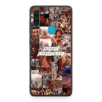 Samsung A11/M11 Xmas Collage θήκη από τη Smartfits με σχέδιο στο πίσω μέρος και μαύρο περίβλημα | Smartphone case with colorful back and black bezels by Smartfits