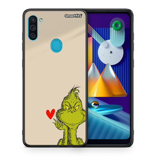 Θήκη Samsung A11/M11 Xmas Grinch από τη Smartfits με σχέδιο στο πίσω μέρος και μαύρο περίβλημα | Samsung A11/M11 Xmas Grinch case with colorful back and black bezels