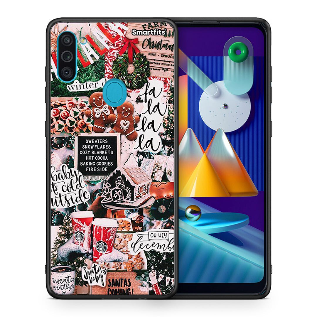 Θήκη Samsung A11/M11 Xmas Habbits από τη Smartfits με σχέδιο στο πίσω μέρος και μαύρο περίβλημα | Samsung A11/M11 Xmas Habbits case with colorful back and black bezels