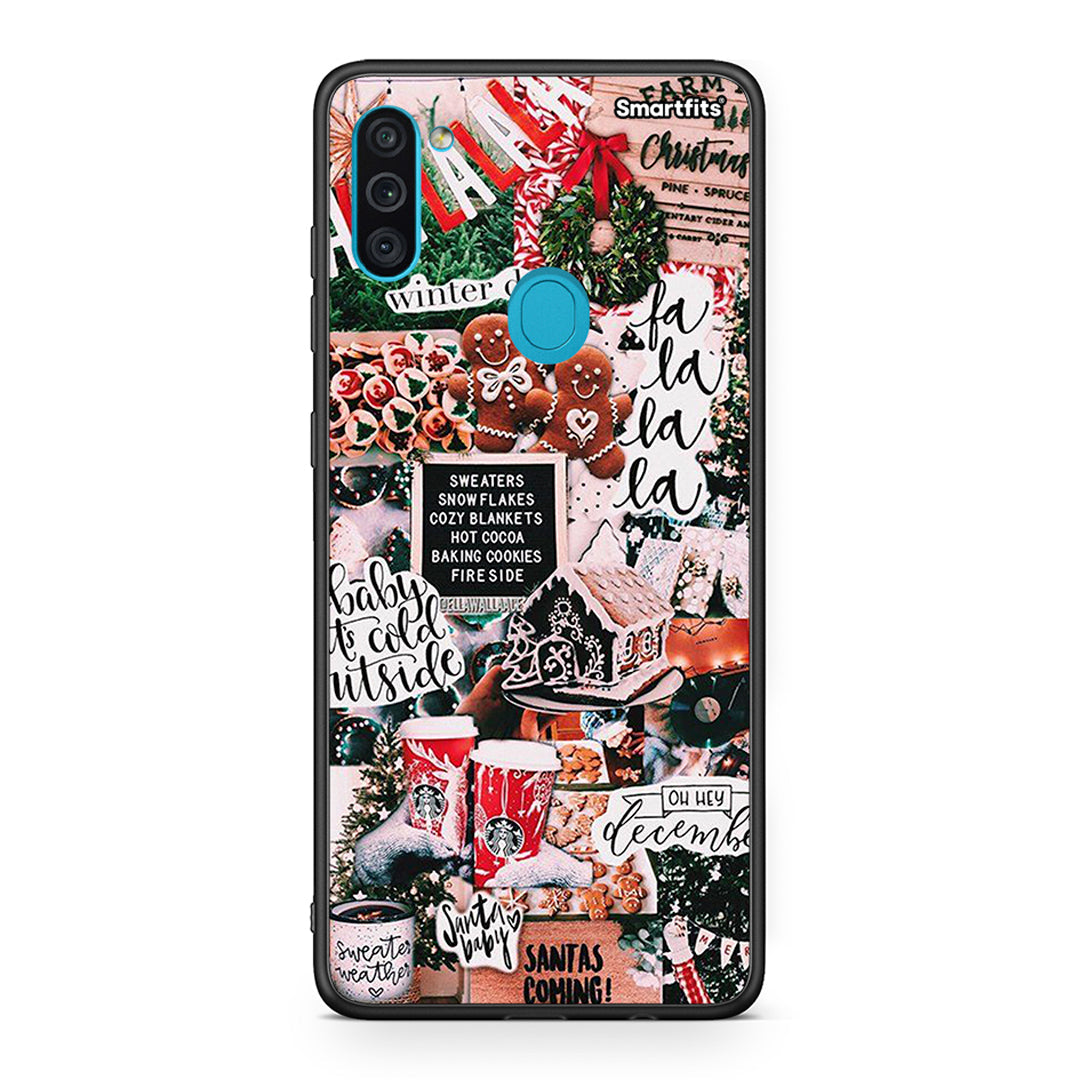 Samsung A11/M11 Xmas Habbits θήκη από τη Smartfits με σχέδιο στο πίσω μέρος και μαύρο περίβλημα | Smartphone case with colorful back and black bezels by Smartfits