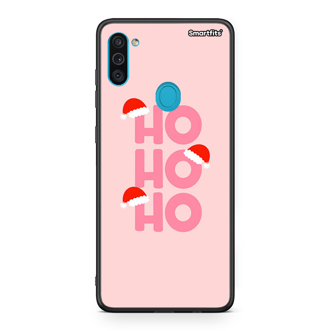 Samsung A11/M11 Xmas Ho Ho Ho θήκη από τη Smartfits με σχέδιο στο πίσω μέρος και μαύρο περίβλημα | Smartphone case with colorful back and black bezels by Smartfits