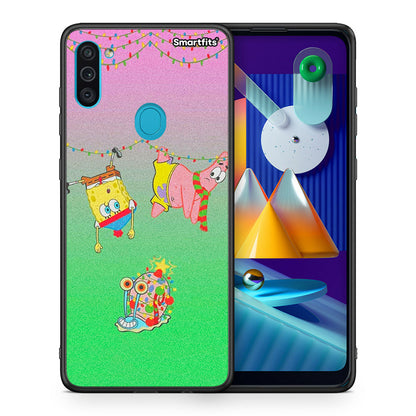 Θήκη Samsung A11/M11 Xmas Lights από τη Smartfits με σχέδιο στο πίσω μέρος και μαύρο περίβλημα | Samsung A11/M11 Xmas Lights case with colorful back and black bezels