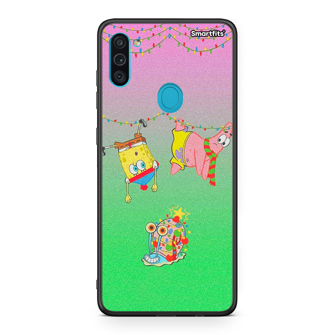 Samsung A11/M11 Xmas Lights θήκη από τη Smartfits με σχέδιο στο πίσω μέρος και μαύρο περίβλημα | Smartphone case with colorful back and black bezels by Smartfits