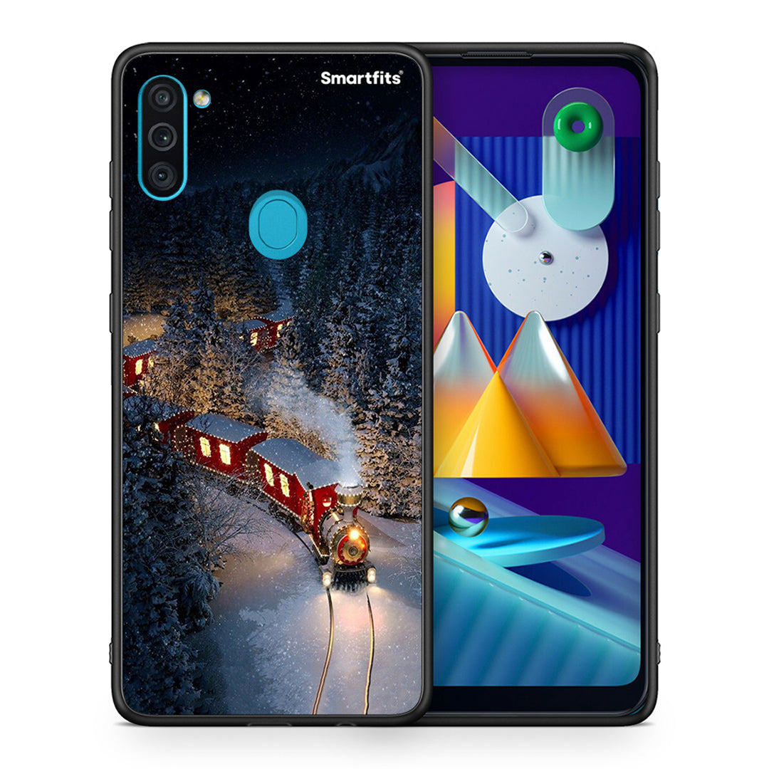 Θήκη Samsung A11/M11 Xmas Train από τη Smartfits με σχέδιο στο πίσω μέρος και μαύρο περίβλημα | Samsung A11/M11 Xmas Train case with colorful back and black bezels