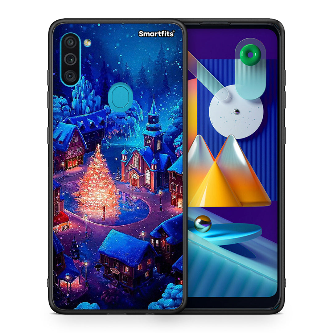 Θήκη Samsung A11/M11 Xmas Village από τη Smartfits με σχέδιο στο πίσω μέρος και μαύρο περίβλημα | Samsung A11/M11 Xmas Village case with colorful back and black bezels