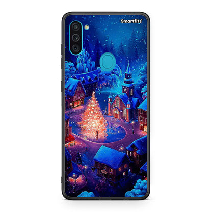 Samsung A11/M11 Xmas Village θήκη από τη Smartfits με σχέδιο στο πίσω μέρος και μαύρο περίβλημα | Smartphone case with colorful back and black bezels by Smartfits