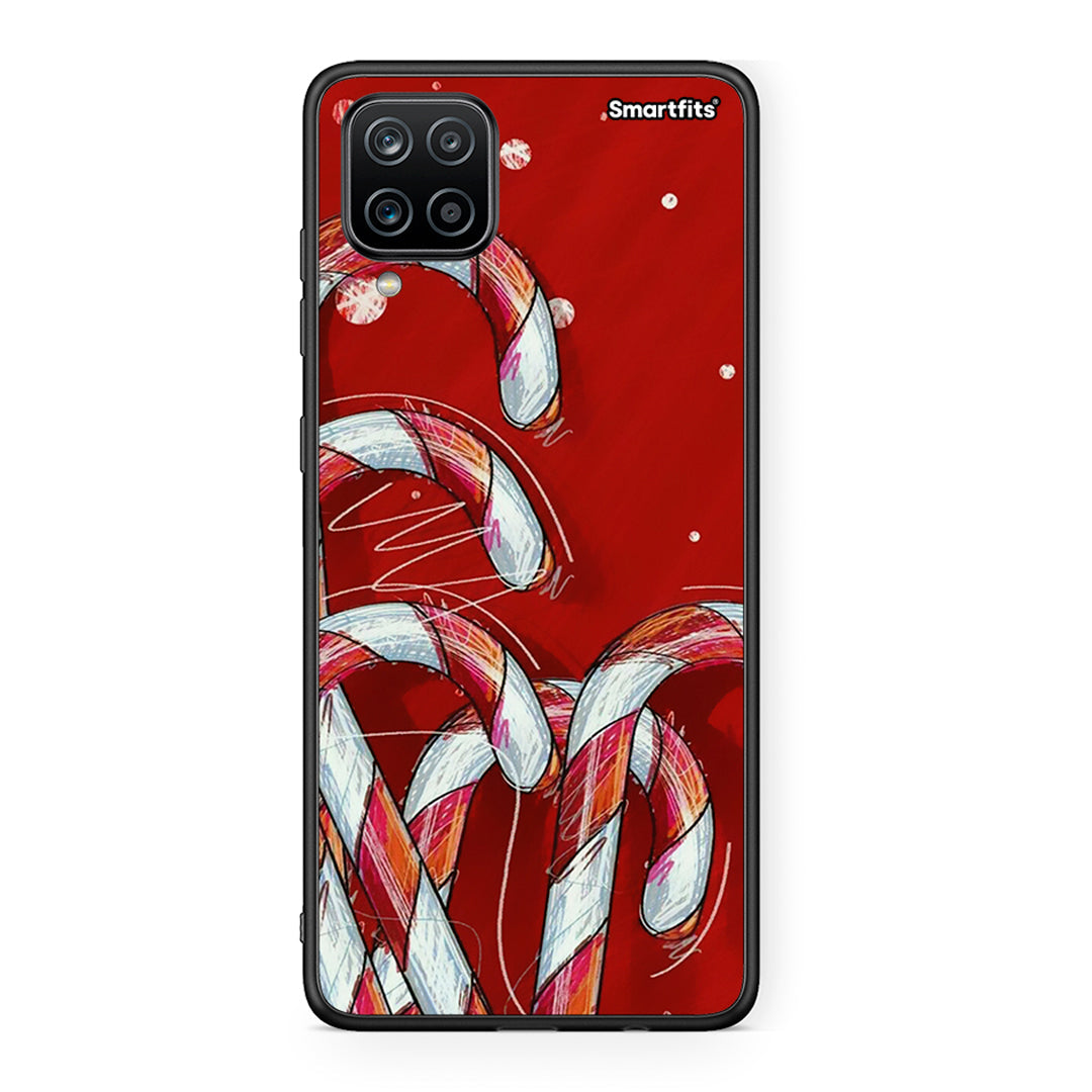 Samsung A12 Candy Cane θήκη από τη Smartfits με σχέδιο στο πίσω μέρος και μαύρο περίβλημα | Smartphone case with colorful back and black bezels by Smartfits
