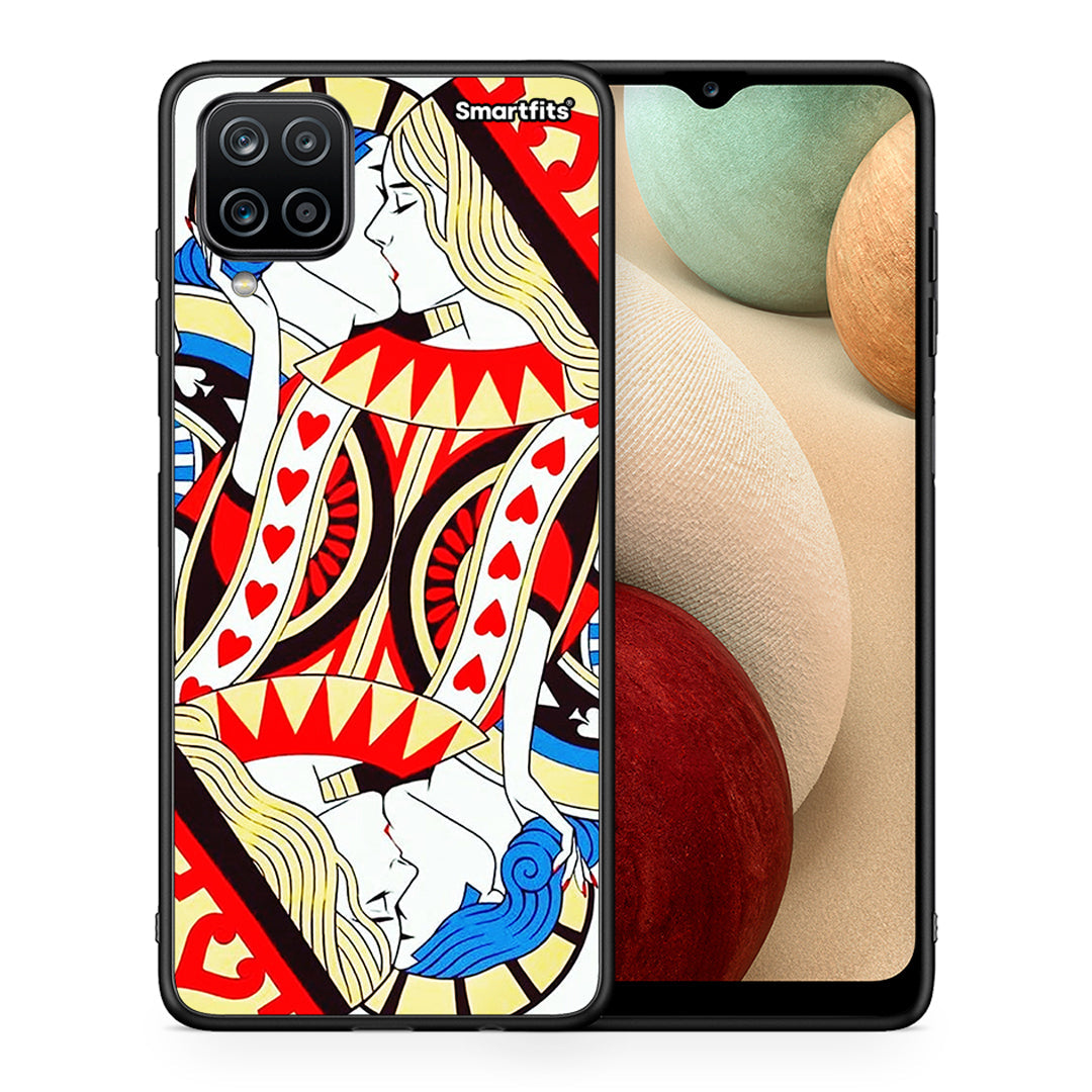 Θήκη Samsung A12 Card Love από τη Smartfits με σχέδιο στο πίσω μέρος και μαύρο περίβλημα | Samsung A12 Card Love case with colorful back and black bezels