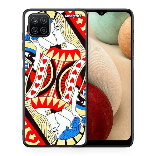 Θήκη Samsung A12 Card Love από τη Smartfits με σχέδιο στο πίσω μέρος και μαύρο περίβλημα | Samsung A12 Card Love case with colorful back and black bezels