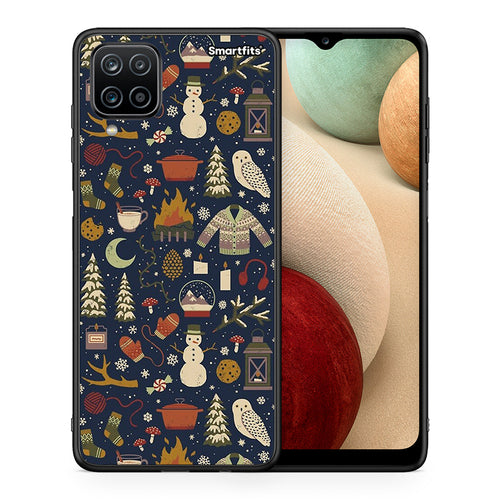 Θήκη Samsung A12 Christmas Elements από τη Smartfits με σχέδιο στο πίσω μέρος και μαύρο περίβλημα | Samsung A12 Christmas Elements case with colorful back and black bezels
