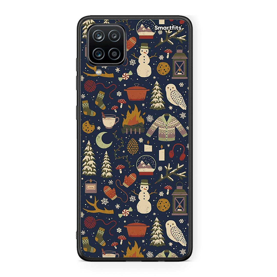 Samsung A12 Christmas Elements θήκη από τη Smartfits με σχέδιο στο πίσω μέρος και μαύρο περίβλημα | Smartphone case with colorful back and black bezels by Smartfits