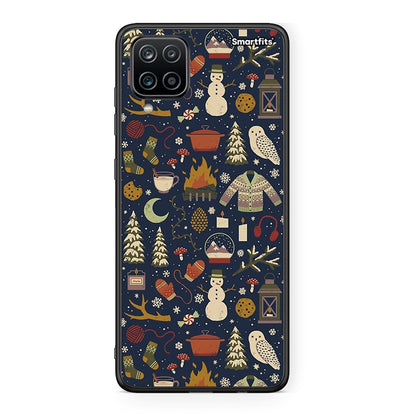 Samsung A12 Christmas Elements θήκη από τη Smartfits με σχέδιο στο πίσω μέρος και μαύρο περίβλημα | Smartphone case with colorful back and black bezels by Smartfits