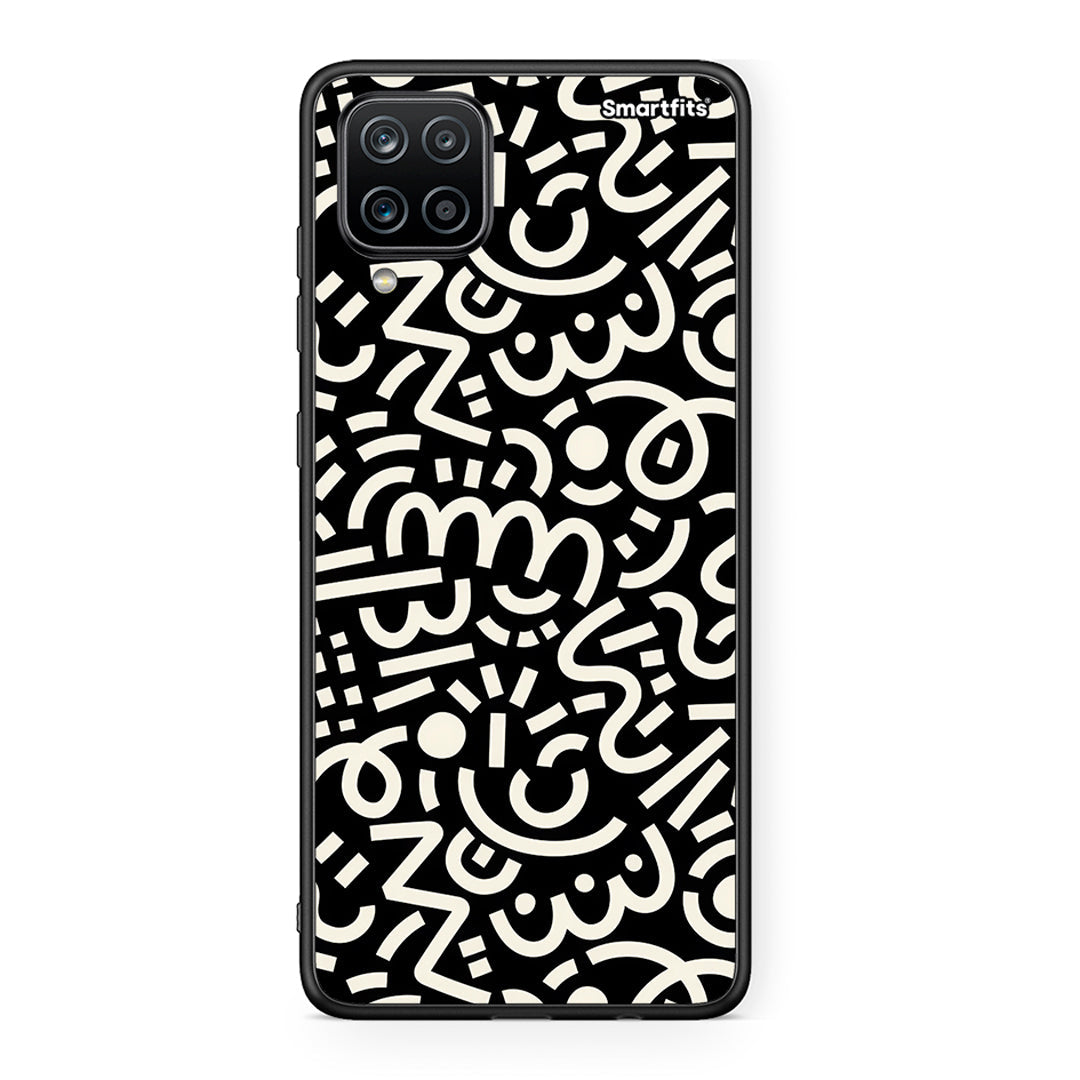 Samsung A12 Doodle Art Θήκη από τη Smartfits με σχέδιο στο πίσω μέρος και μαύρο περίβλημα | Smartphone case with colorful back and black bezels by Smartfits
