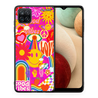 Thumbnail for Θήκη Samsung A12 Hippie Love από τη Smartfits με σχέδιο στο πίσω μέρος και μαύρο περίβλημα | Samsung A12 Hippie Love case with colorful back and black bezels
