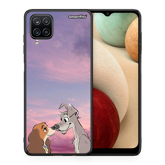 Θήκη Samsung A12 Lady And Tramp από τη Smartfits με σχέδιο στο πίσω μέρος και μαύρο περίβλημα | Samsung A12 Lady And Tramp case with colorful back and black bezels