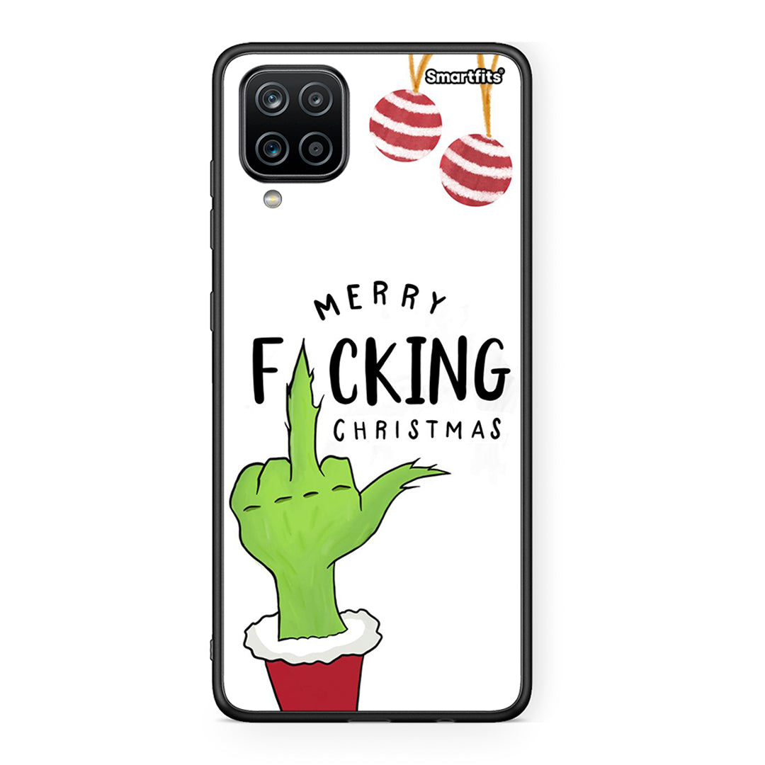 Samsung A12 Merry F Xmas θήκη από τη Smartfits με σχέδιο στο πίσω μέρος και μαύρο περίβλημα | Smartphone case with colorful back and black bezels by Smartfits