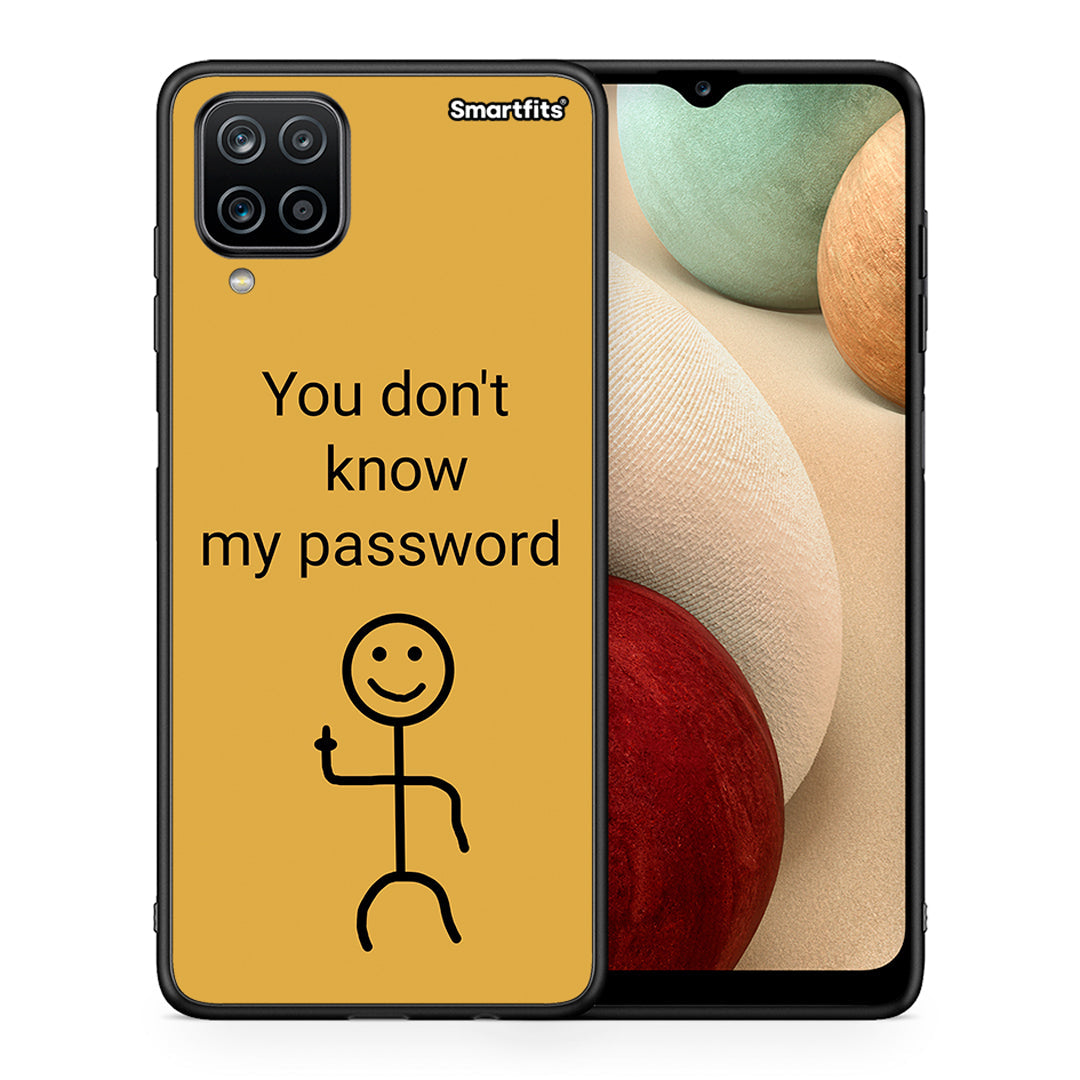 Θήκη Samsung A12 My Password από τη Smartfits με σχέδιο στο πίσω μέρος και μαύρο περίβλημα | Samsung A12 My Password case with colorful back and black bezels