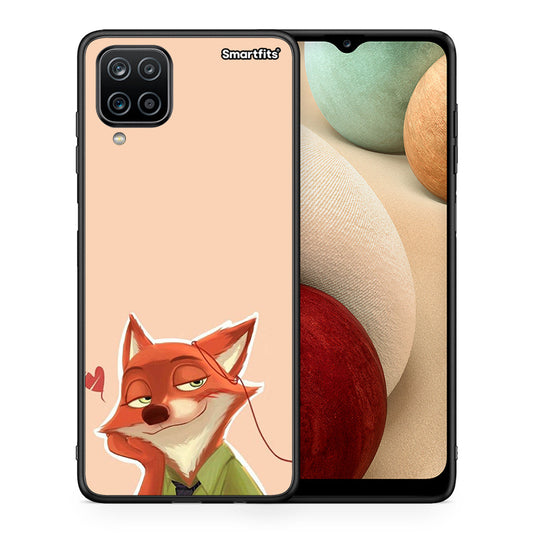 Θήκη Samsung A12 Nick Wilde And Judy Hopps Love 1 από τη Smartfits με σχέδιο στο πίσω μέρος και μαύρο περίβλημα | Samsung A12 Nick Wilde And Judy Hopps Love 1 case with colorful back and black bezels
