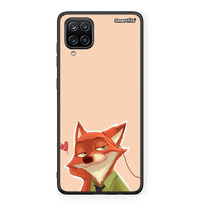Samsung A12 Nick Wilde And Judy Hopps Love 1 θήκη από τη Smartfits με σχέδιο στο πίσω μέρος και μαύρο περίβλημα | Smartphone case with colorful back and black bezels by Smartfits