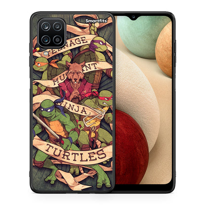 Θήκη Samsung A12 Ninja Turtles από τη Smartfits με σχέδιο στο πίσω μέρος και μαύρο περίβλημα | Samsung A12 Ninja Turtles case with colorful back and black bezels