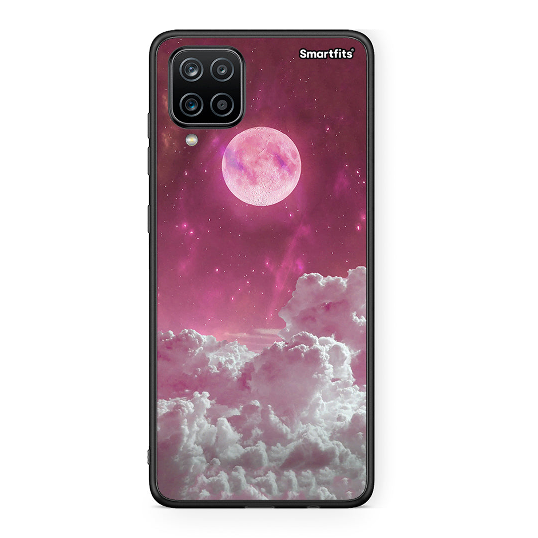 Samsung A12 Pink Moon Θήκη από τη Smartfits με σχέδιο στο πίσω μέρος και μαύρο περίβλημα | Smartphone case with colorful back and black bezels by Smartfits