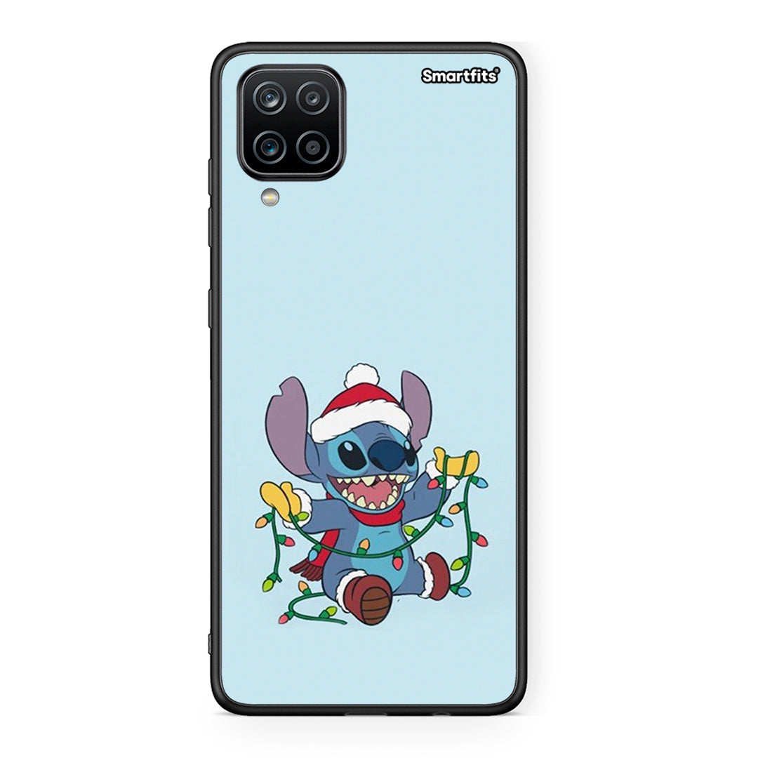 Samsung A12 Santa Stich θήκη από τη Smartfits με σχέδιο στο πίσω μέρος και μαύρο περίβλημα | Smartphone case with colorful back and black bezels by Smartfits