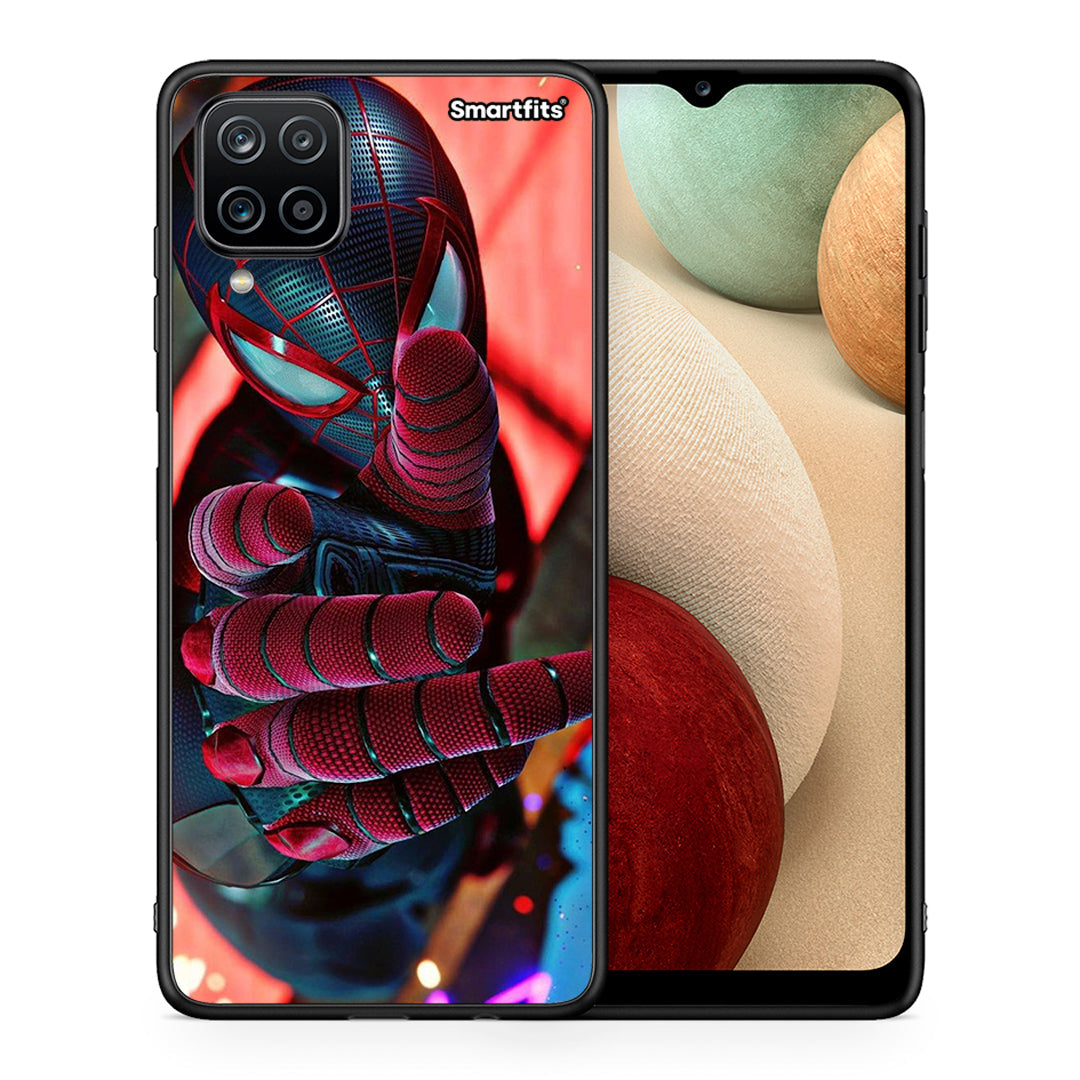 Θήκη Samsung A12 Spider Hand από τη Smartfits με σχέδιο στο πίσω μέρος και μαύρο περίβλημα | Samsung A12 Spider Hand case with colorful back and black bezels