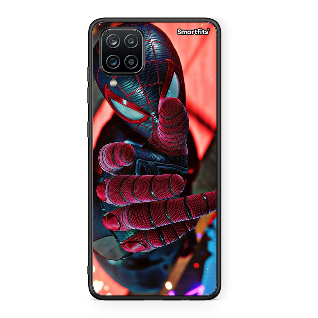 Samsung A12 Spider Hand Θήκη από τη Smartfits με σχέδιο στο πίσω μέρος και μαύρο περίβλημα | Smartphone case with colorful back and black bezels by Smartfits