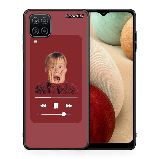 Θήκη Samsung A12 Xmas Alone Music από τη Smartfits με σχέδιο στο πίσω μέρος και μαύρο περίβλημα | Samsung A12 Xmas Alone Music case with colorful back and black bezels