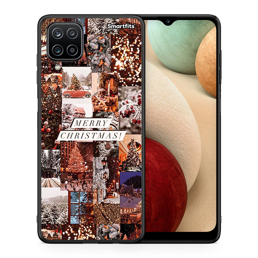 Θήκη Samsung A12 Xmas Collage από τη Smartfits με σχέδιο στο πίσω μέρος και μαύρο περίβλημα | Samsung A12 Xmas Collage case with colorful back and black bezels