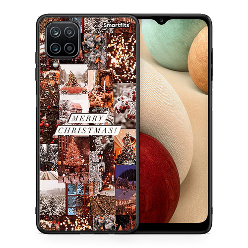 Θήκη Samsung A12 Xmas Collage από τη Smartfits με σχέδιο στο πίσω μέρος και μαύρο περίβλημα | Samsung A12 Xmas Collage case with colorful back and black bezels