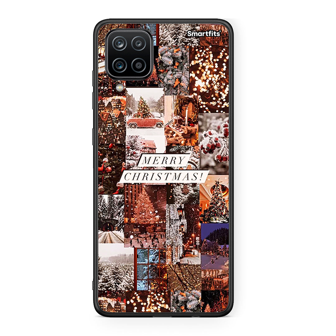 Samsung A12 Xmas Collage θήκη από τη Smartfits με σχέδιο στο πίσω μέρος και μαύρο περίβλημα | Smartphone case with colorful back and black bezels by Smartfits