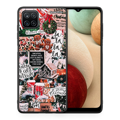 Θήκη Samsung A12 Xmas Habbits από τη Smartfits με σχέδιο στο πίσω μέρος και μαύρο περίβλημα | Samsung A12 Xmas Habbits case with colorful back and black bezels