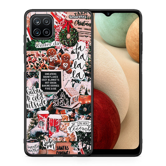 Θήκη Samsung A12 Xmas Habbits από τη Smartfits με σχέδιο στο πίσω μέρος και μαύρο περίβλημα | Samsung A12 Xmas Habbits case with colorful back and black bezels