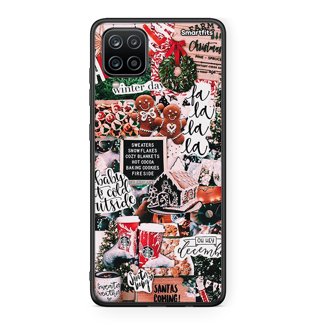 Samsung A12 Xmas Habbits θήκη από τη Smartfits με σχέδιο στο πίσω μέρος και μαύρο περίβλημα | Smartphone case with colorful back and black bezels by Smartfits
