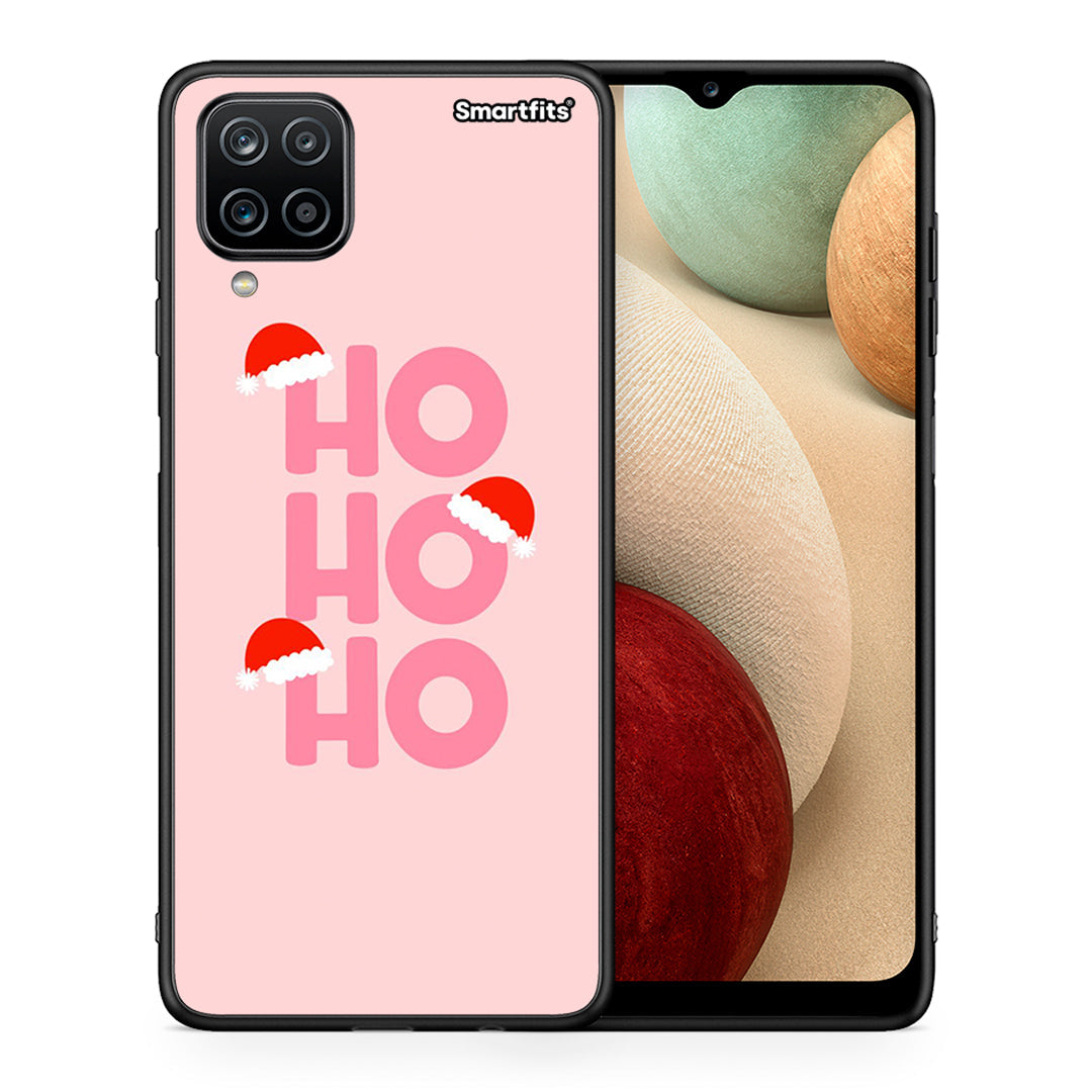 Θήκη Samsung A12 Xmas Ho Ho Ho από τη Smartfits με σχέδιο στο πίσω μέρος και μαύρο περίβλημα | Samsung A12 Xmas Ho Ho Ho case with colorful back and black bezels