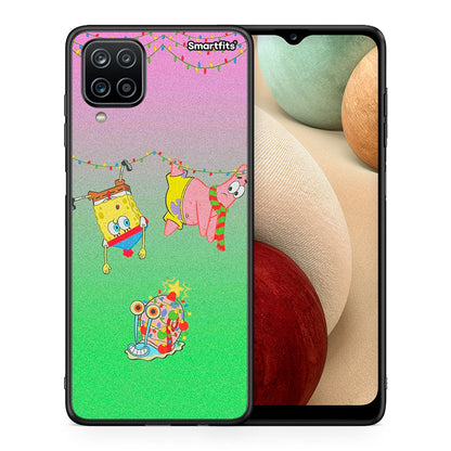 Θήκη Samsung A12 Xmas Lights από τη Smartfits με σχέδιο στο πίσω μέρος και μαύρο περίβλημα | Samsung A12 Xmas Lights case with colorful back and black bezels